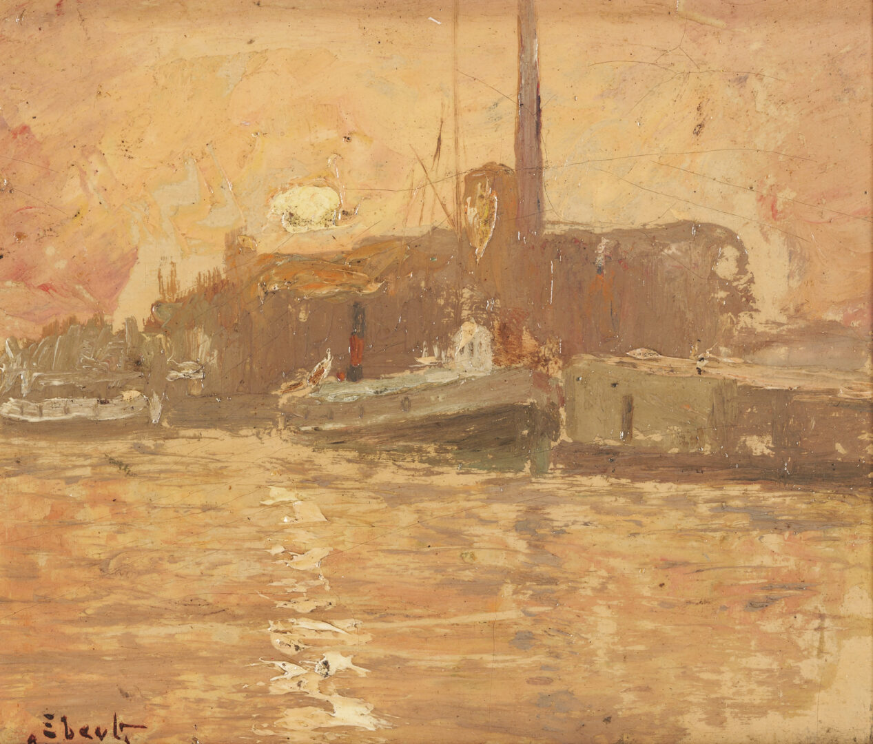 Lot 266: 3 Small Marine Paintings, Charles H. Ebert & Albert Edel