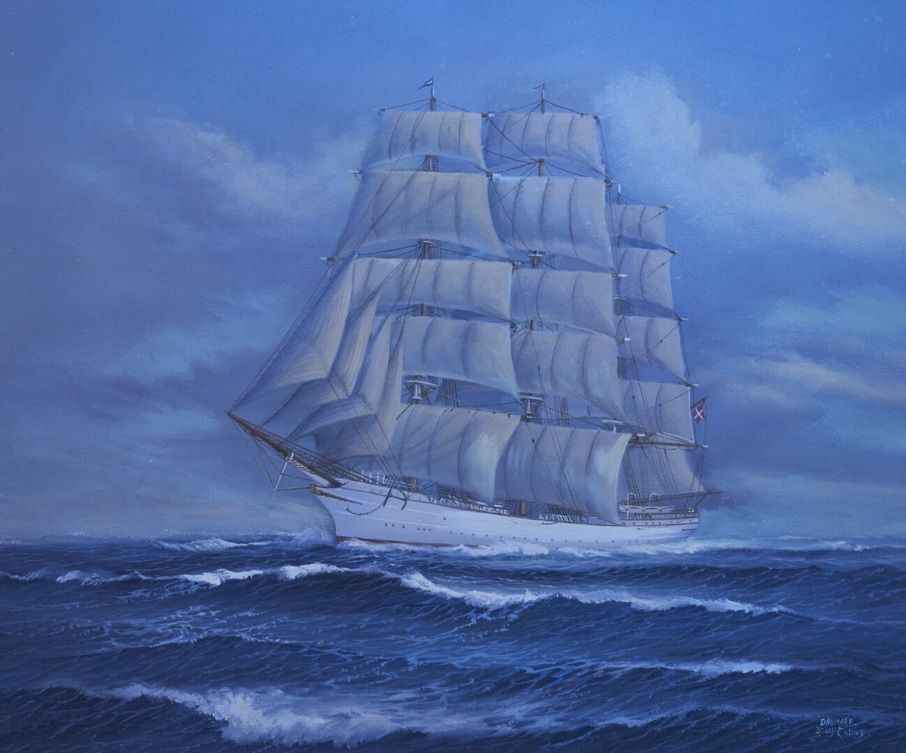 Lot 267: Earl E. Collins O/C Marine Ship Painting, Danmark