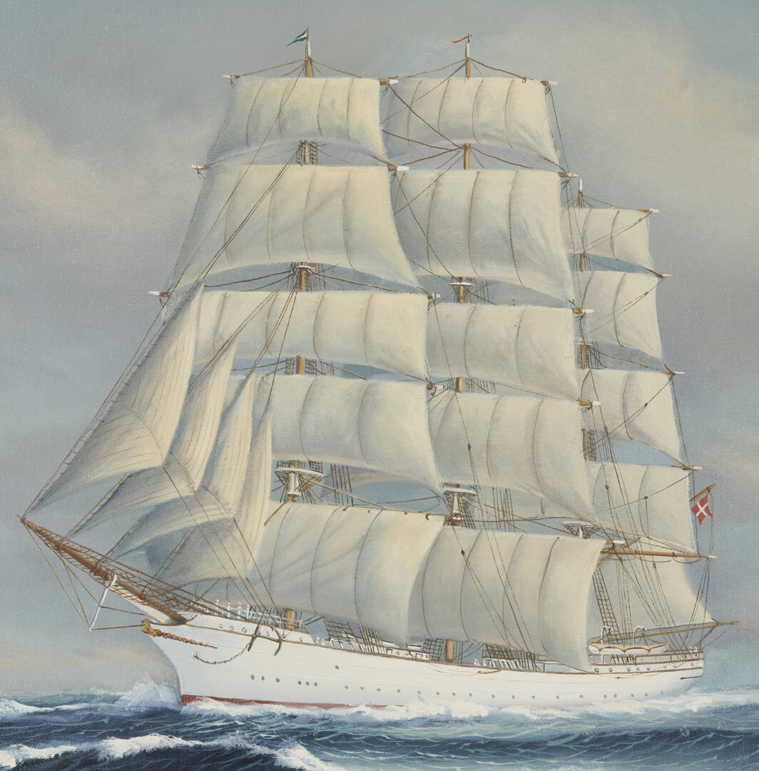 Lot 267: Earl E. Collins O/C Marine Ship Painting, Danmark