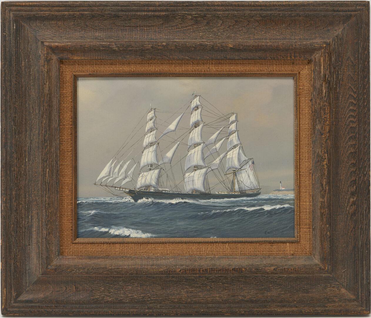 Lot 268: Earl E. Collins O/C Small Marine Ship Painting, Sovereign of the Seas
