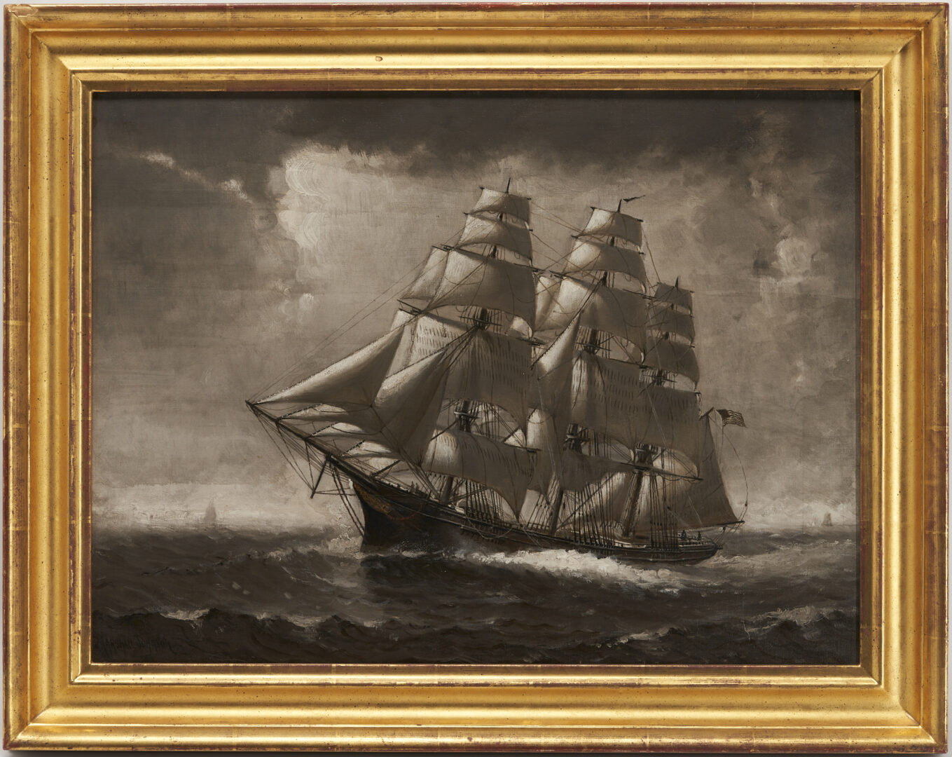 Lot 269: Marshall Johnson O/C Nautical Painting, American Clipper Ship