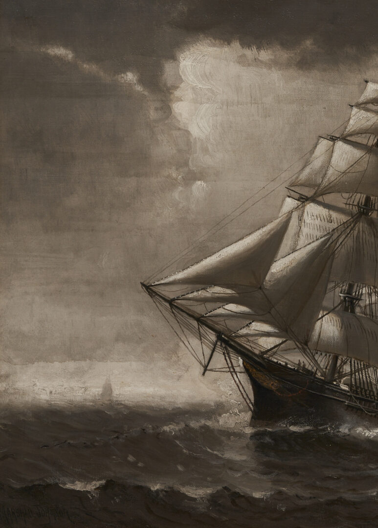 Lot 269: Marshall Johnson O/C Nautical Painting, American Clipper Ship