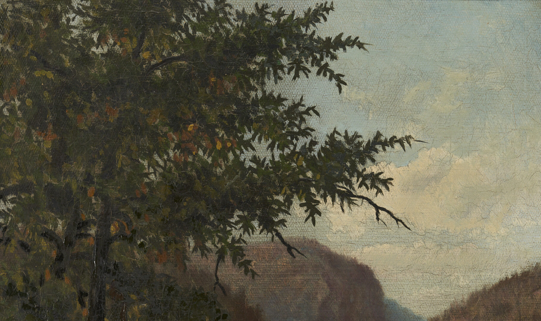 Lot 270: Exhibited Philip Hahs Landscape Painting, On the Delaware, 1875