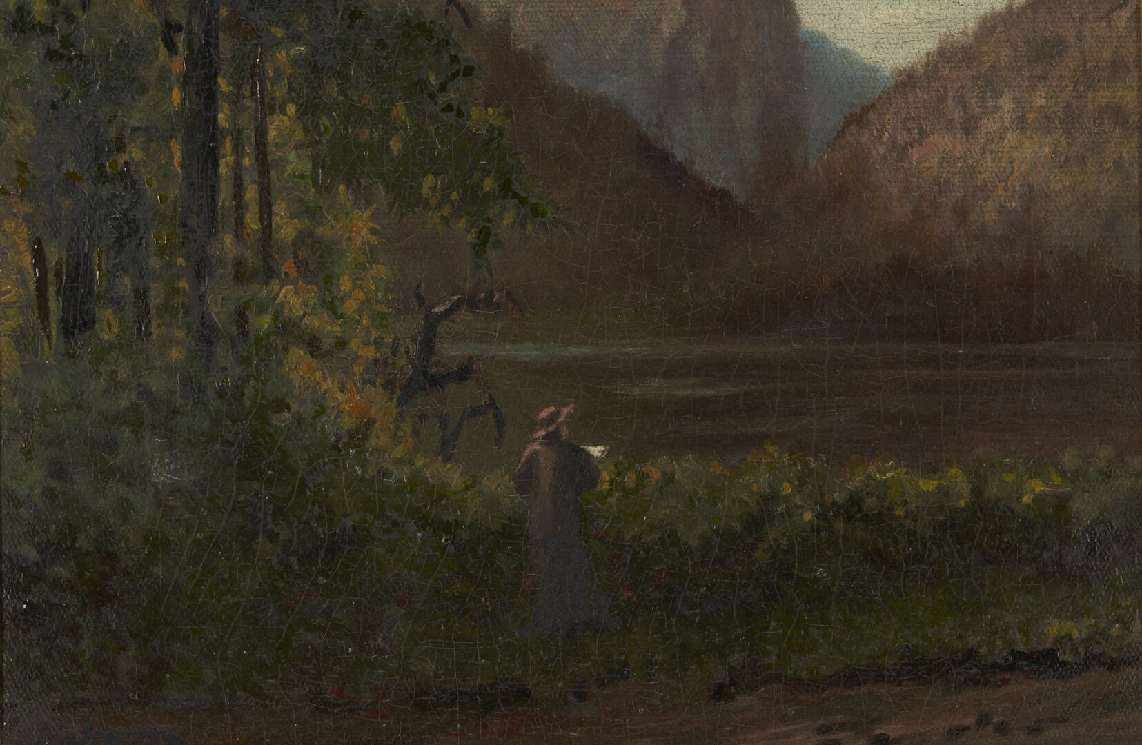 Lot 270: Exhibited Philip Hahs Landscape Painting, On the Delaware, 1875