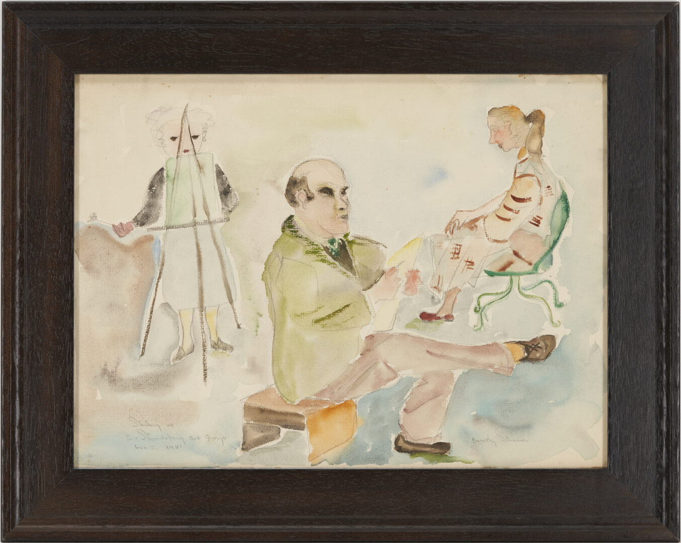 Lot 27: Dorothy Strauser Watercolor Portrait of Sterling Strauser