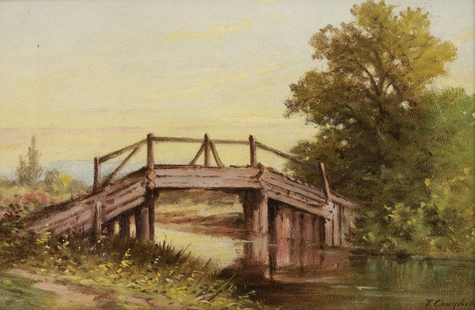 Lot 284: 2 Thomas Campbell O/B Landscapes, Bridge and Chickens