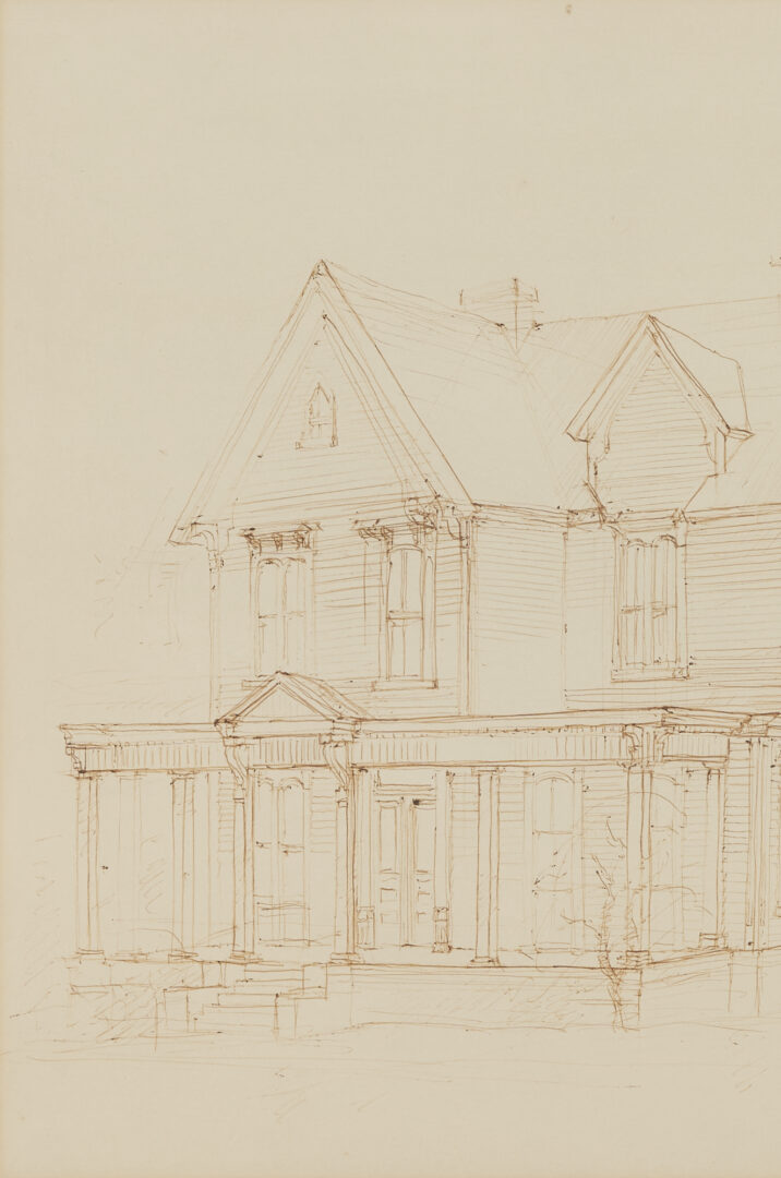 Lot 286: 3 Carl Sublett Architectural Watercolors of Historic Knoxville Houses