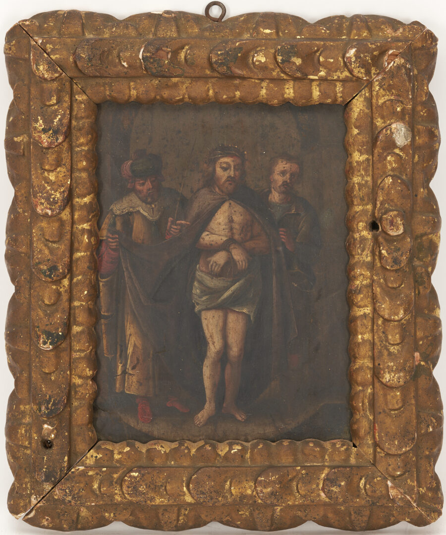 Lot 293: Small Devotional Oil Painting, Ecce Homo