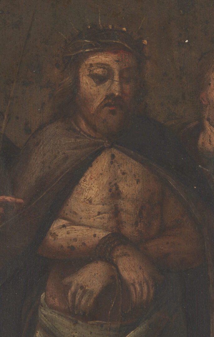 Lot 293: Small Devotional Oil Painting, Ecce Homo