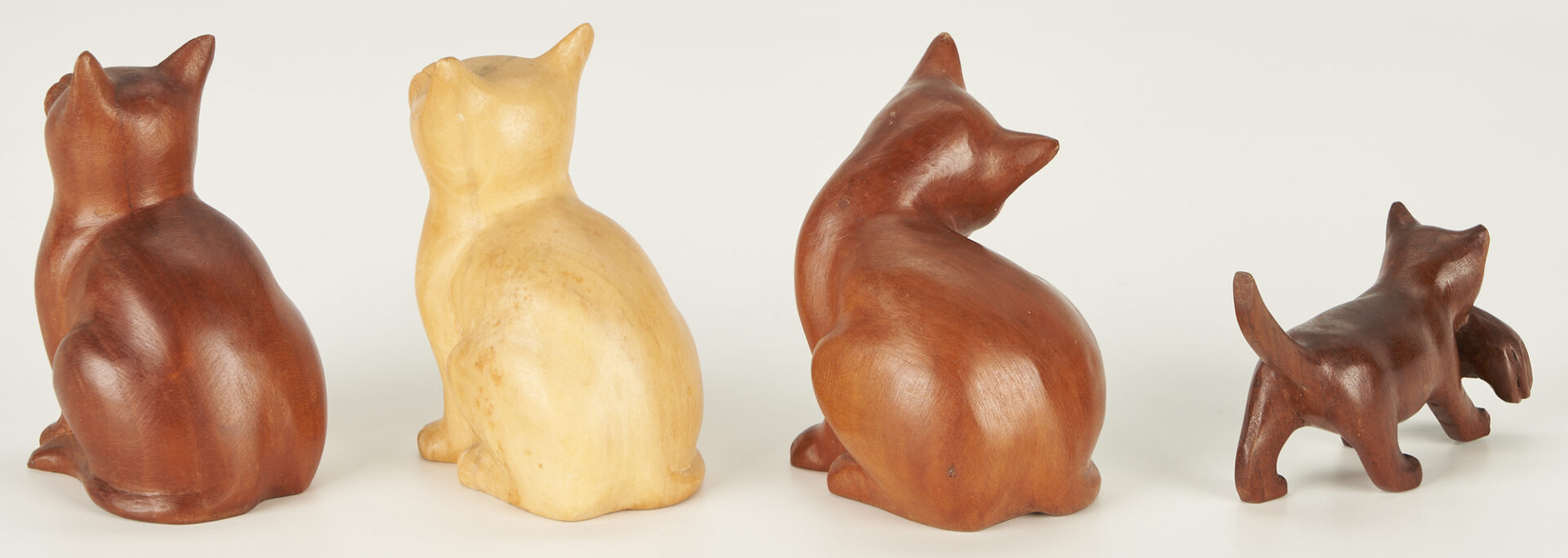 Lot 301: 8 Brasstown NC Wood Carvings of Cats by Hope Brown + Book