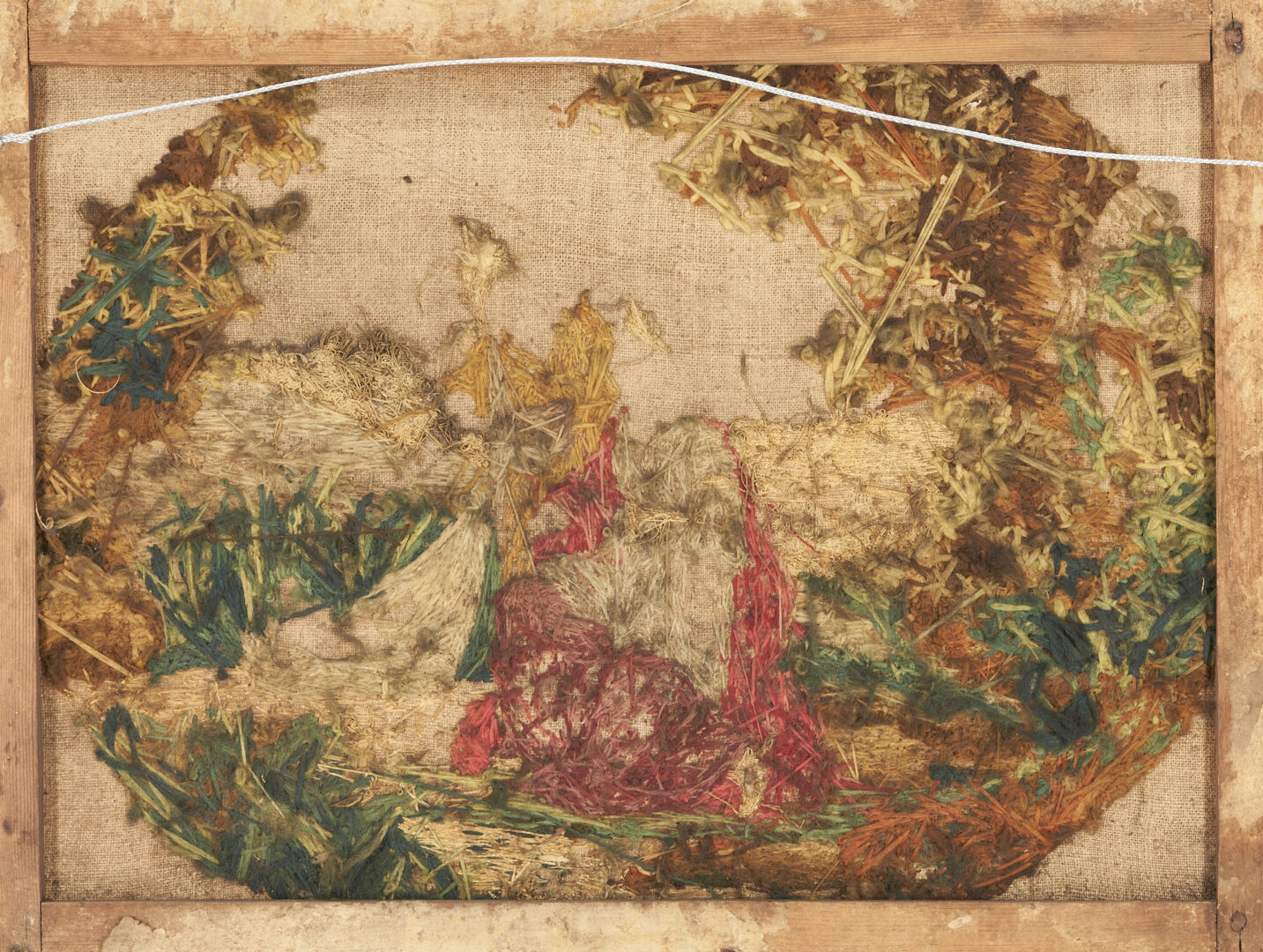 Lot 303: Silk Embroidered Needlework Picture: Moses in Basket