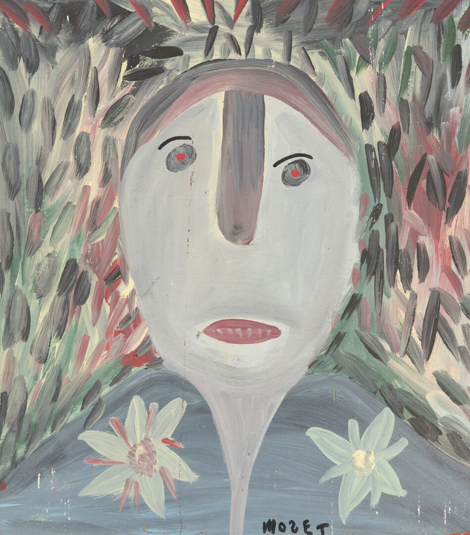 Lot 311: Mose Tolliver Painting, Woman in Flower Top