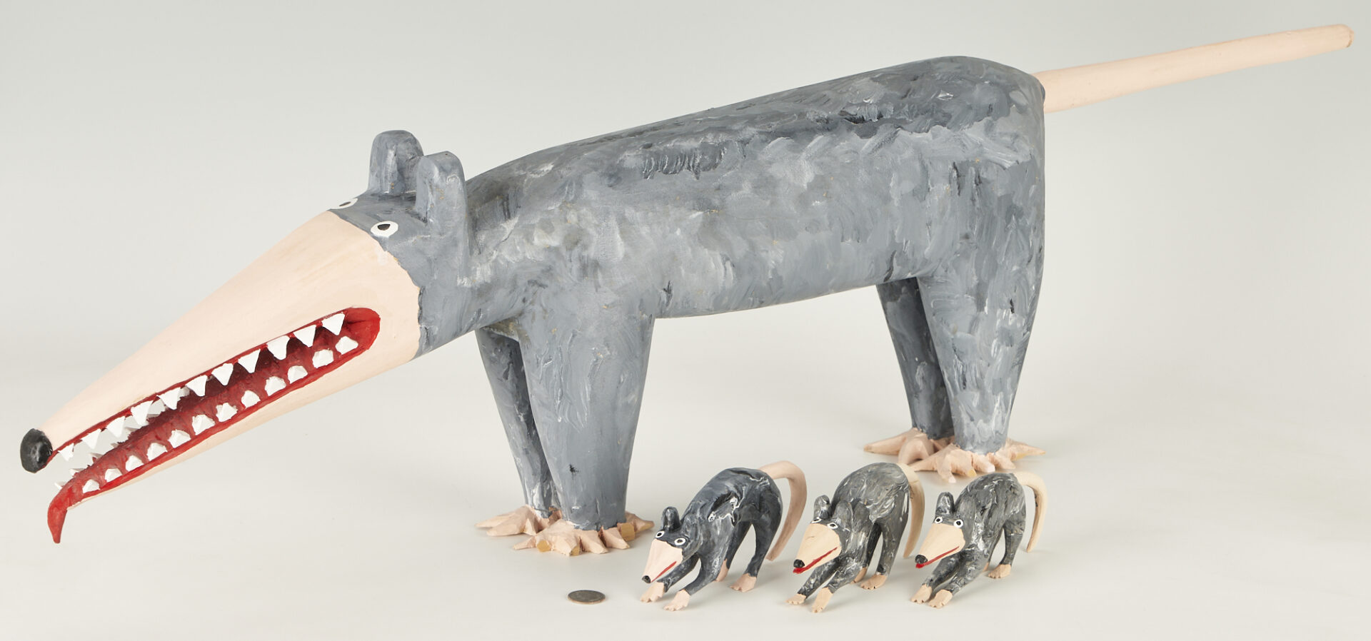 Lot 317: Minnie Adkins, Possum Sculpture w/ 3 Babies