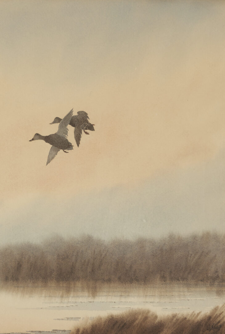 Lot 31: J.D. Knapp Watercolor, Ducks in Flight