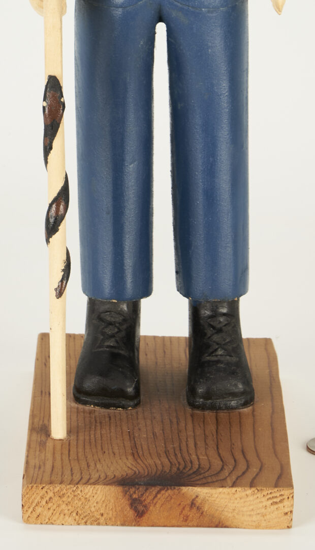 Lot 322: Ernest Patton Folk Art Carved Figure, "Man with Snake Cane"
