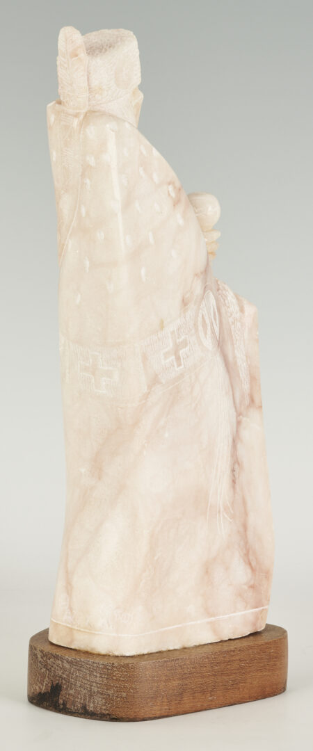 Lot 33: Alvin Marshall alabaster Sculpture, Warrior with Fur Cap