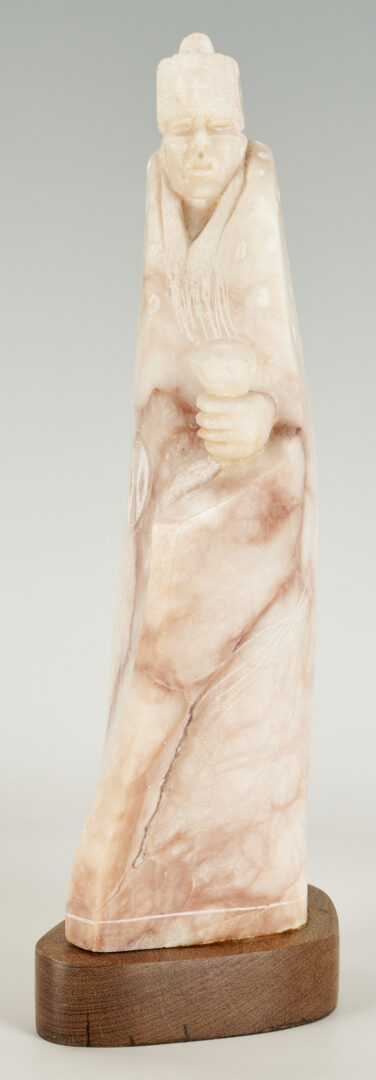 Lot 33: Alvin Marshall alabaster Sculpture, Warrior with Fur Cap
