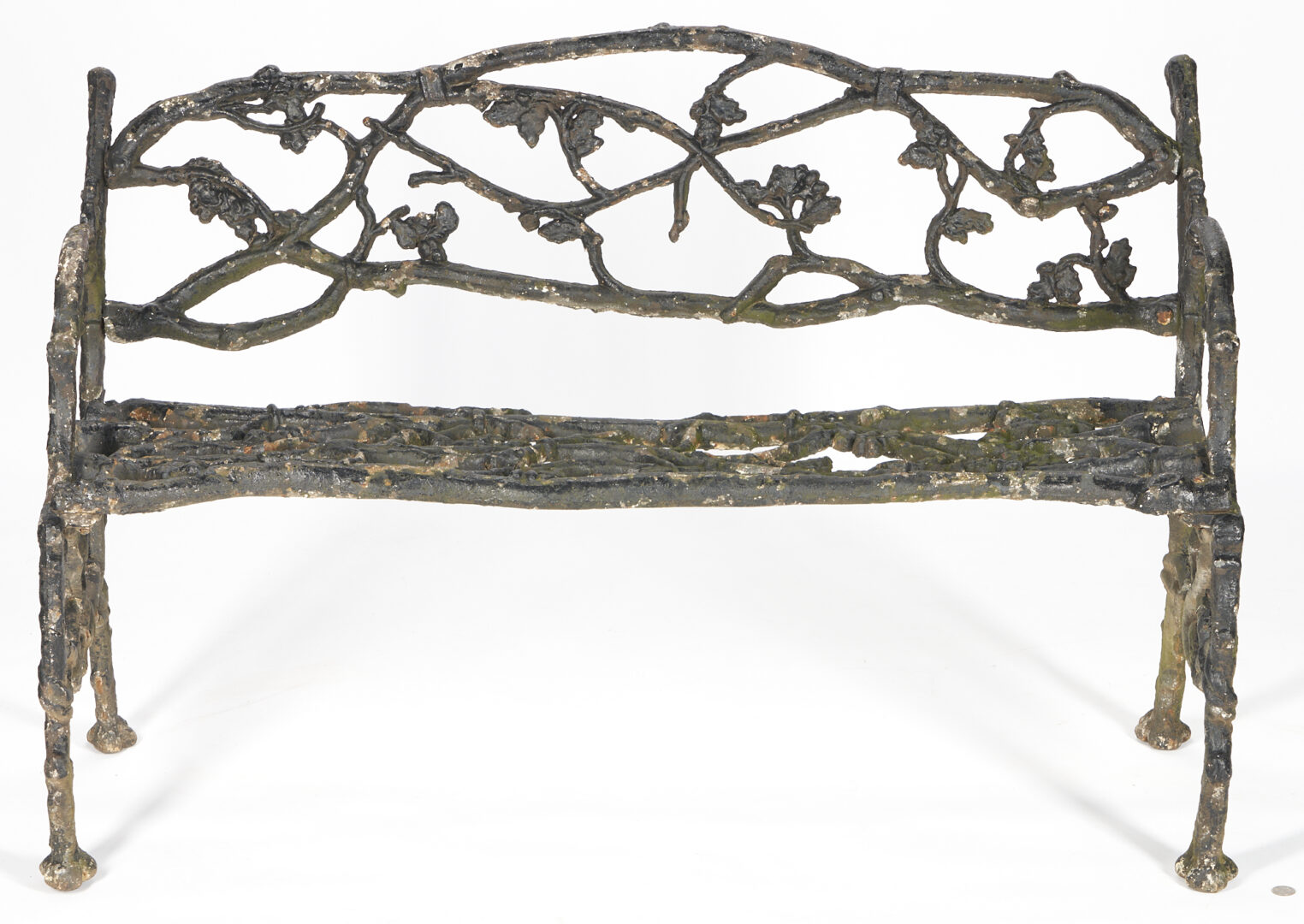Lot 344: Victorian Cast Iron Garden Bench, Twig & Serpent Motif