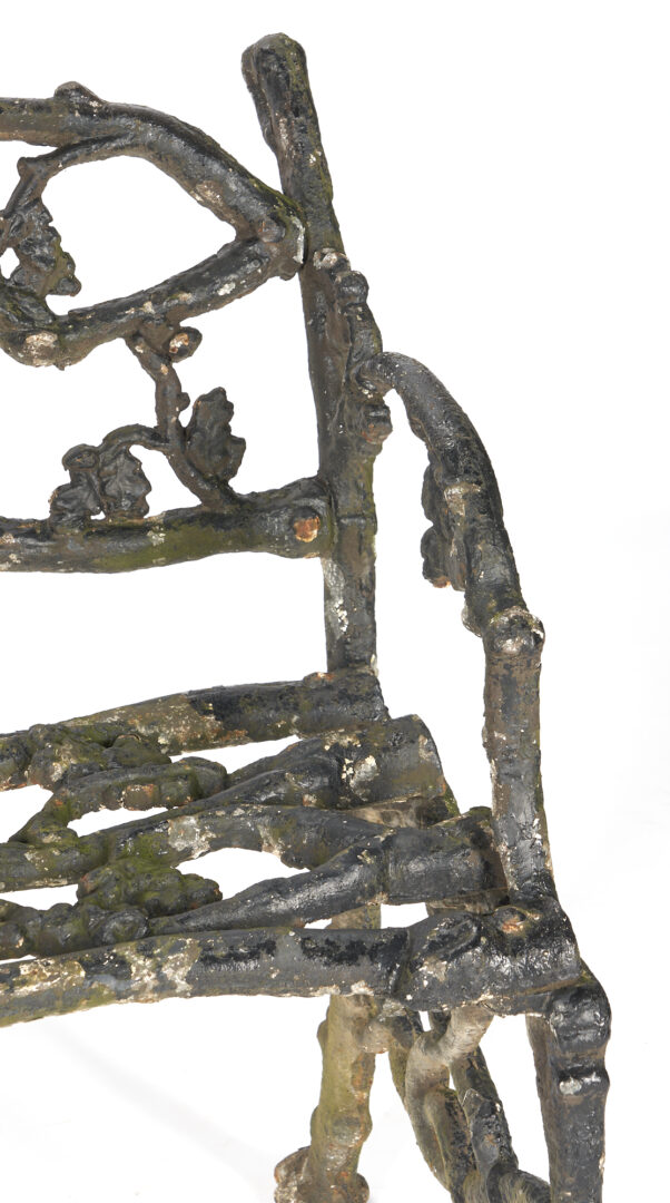 Lot 344: Victorian Cast Iron Garden Bench, Twig & Serpent Motif