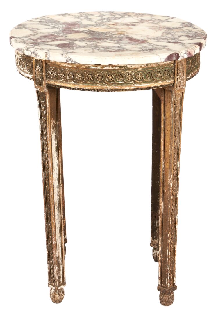 Lot 356: Small Oval French Louis XVI Table w/ Marble Top