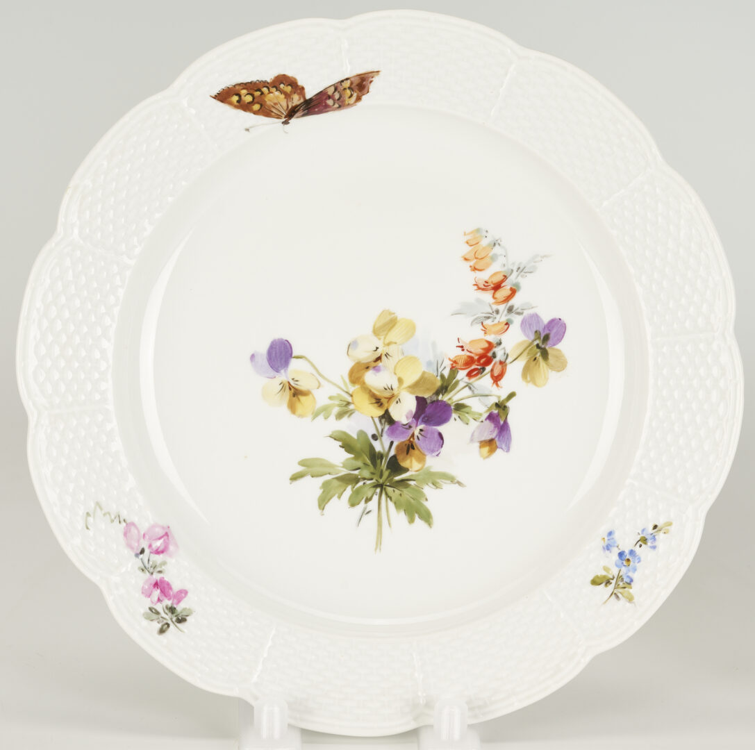 Lot 367: 52 Pcs. Meissen Floral Porcelain Dinnerware, Service for 12
