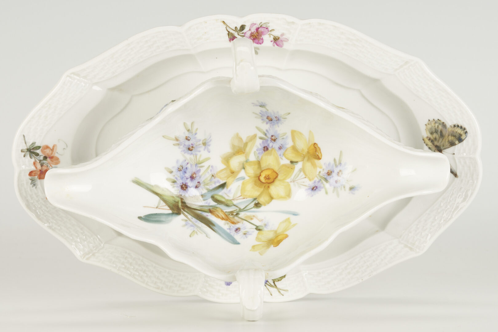 Lot 367: 52 Pcs. Meissen Floral Porcelain Dinnerware, Service for 12