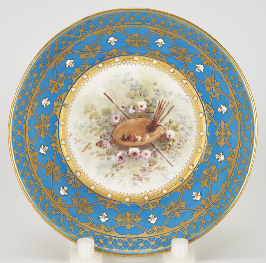 Lot 373: Two Sevres Style French Porcelain Items Incl. Charger and Deep Saucer
