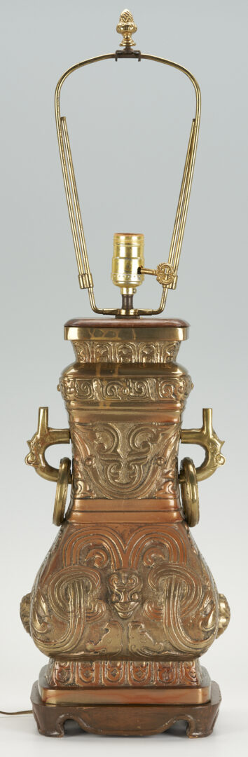 Lot 391: 2 Chinese Lamps, Celadon Porcelain & Bronze Urn