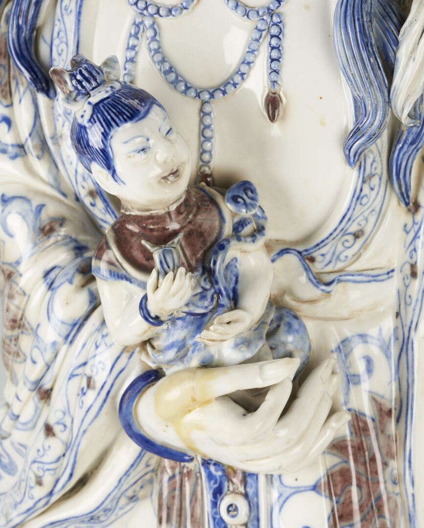 Lot 393: Large Chinese Porcelain Figure of Guanyin or Quan Yin