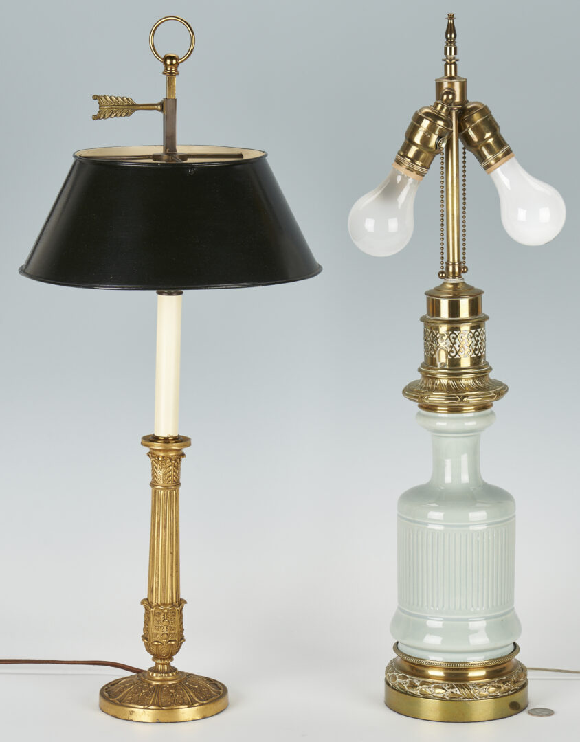 Lot 3: 2 Gilt Bronze Table Lamps, Gagneau & Candlestick Form
