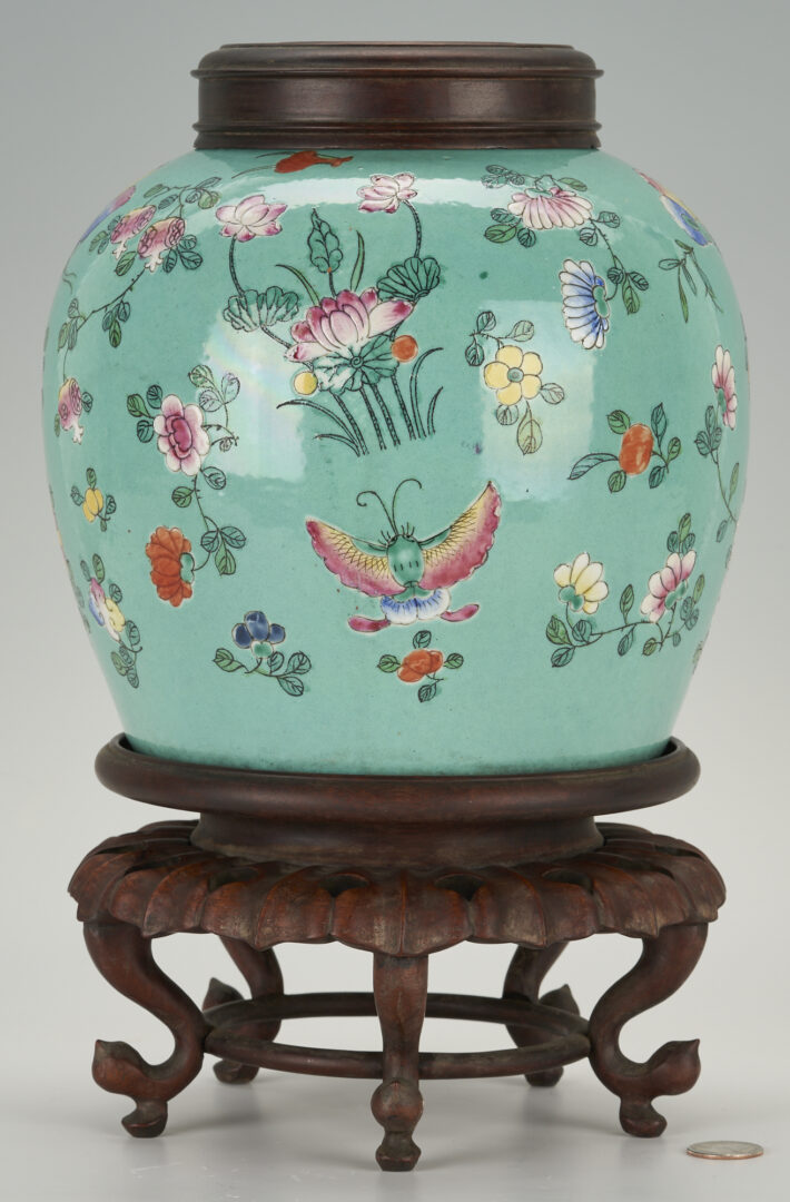 Lot 400: Chinese Turquoise Glazed Ginger Jar w/ Stand