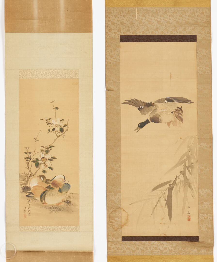 Lot 408: 2 Asian Scroll Paintings, Ducks in Landscapes