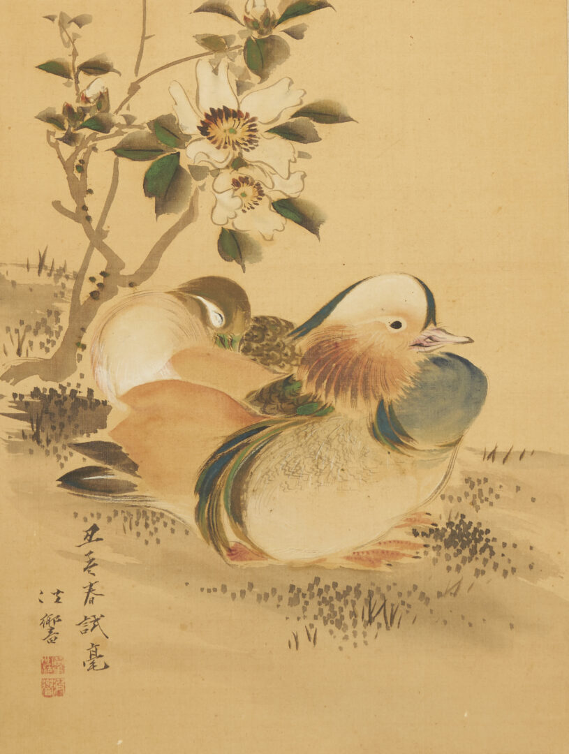 Lot 408: 2 Asian Scroll Paintings, Ducks in Landscapes