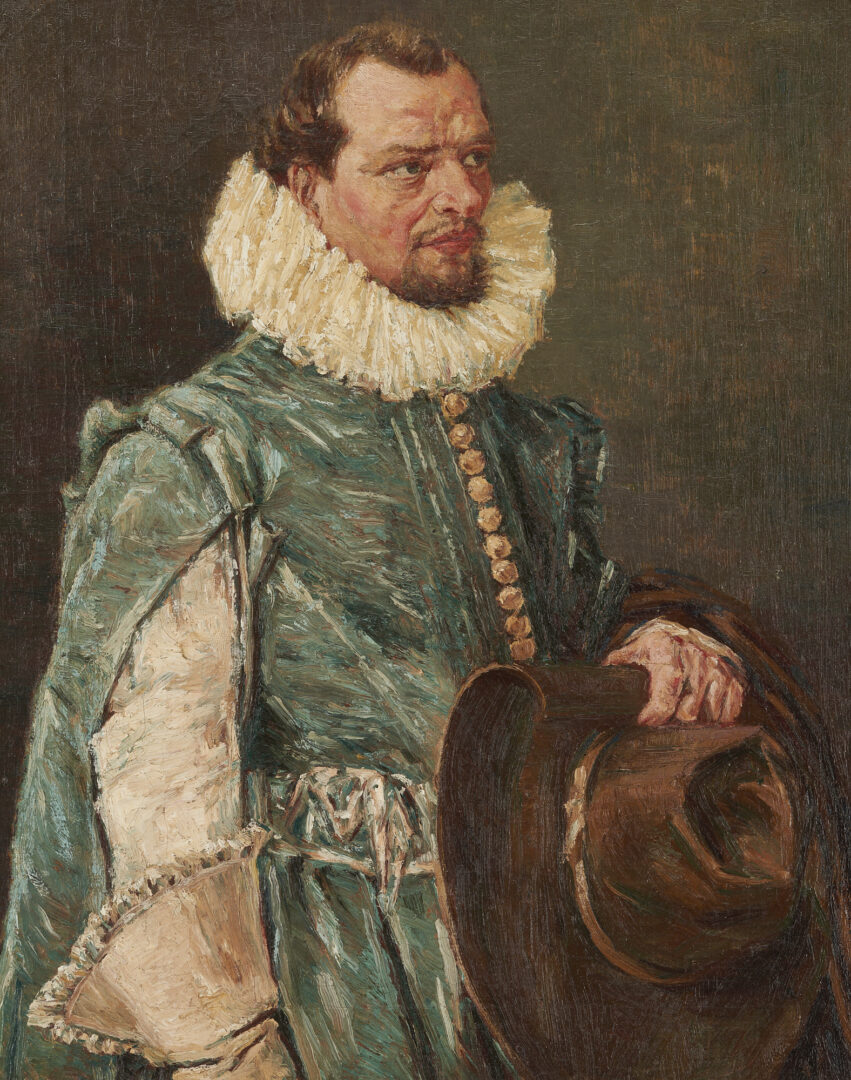 Lot 40: O/C Portrait of an Elizabethan Gentleman, Signed Van Zandt