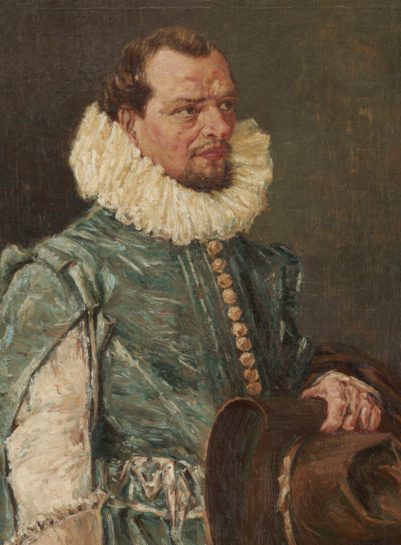 Lot 40: O/C Portrait of an Elizabethan Gentleman, Signed Van Zandt
