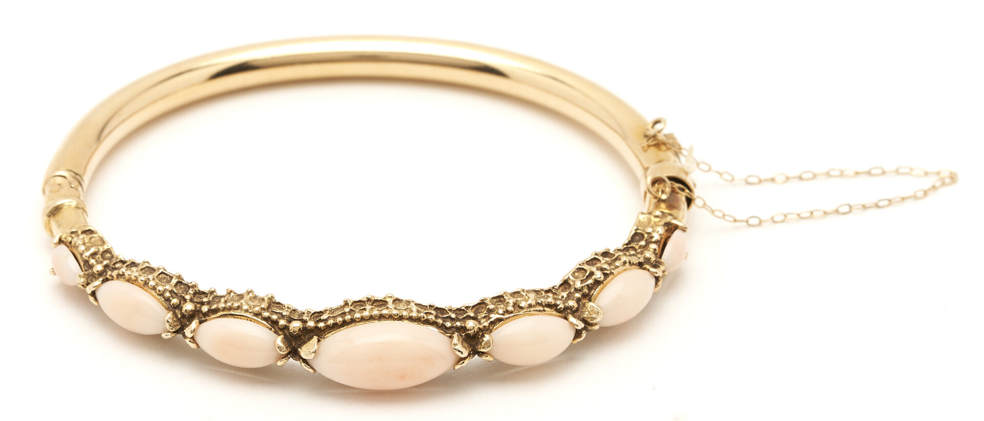 Lot 415: 14K Pink Opal Bangle Bracelet