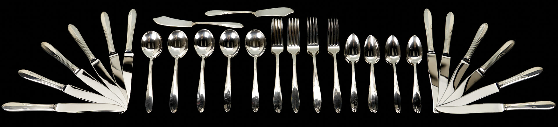 Lot 438: 52 Pieces National Silver Company Flatware, Overture Pattern