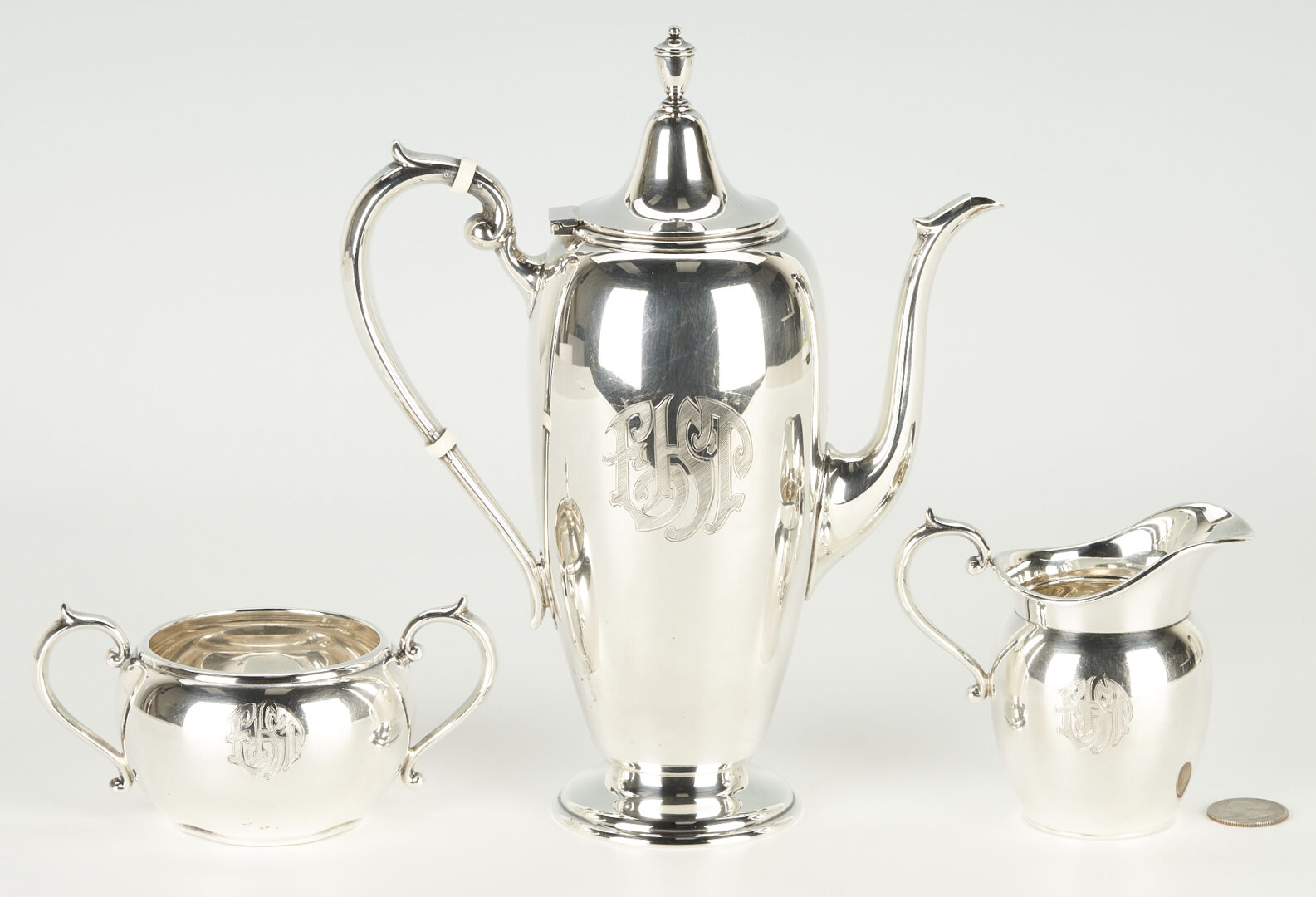 Lot 447: Gorham Sterling Silver Bachelor's Tea Set, 3 pieces