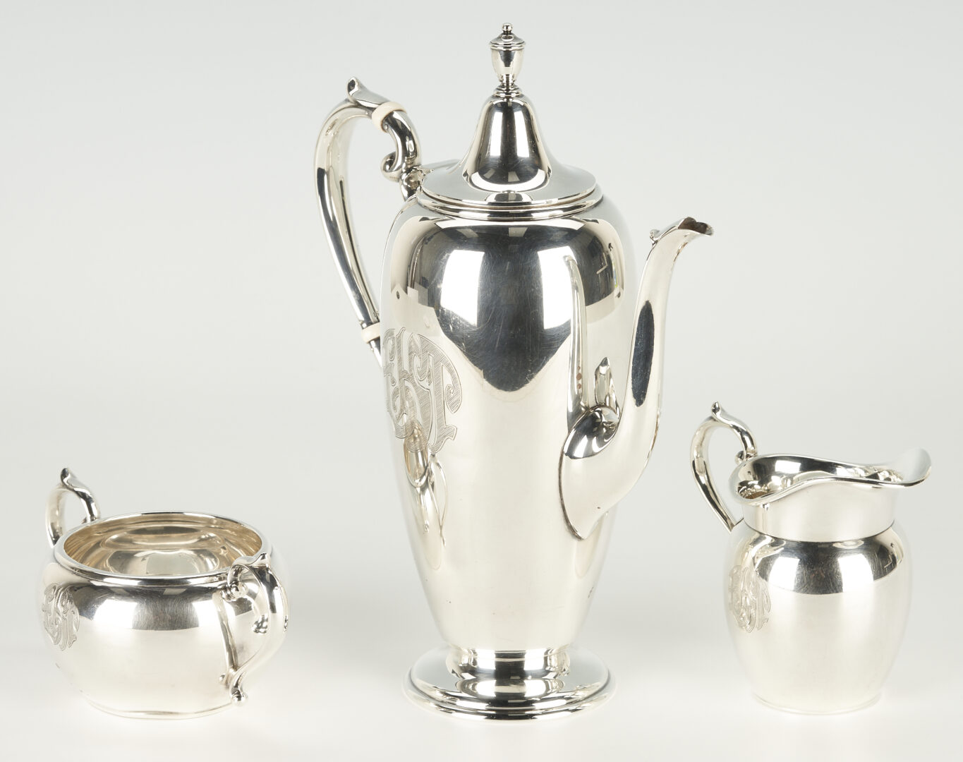 Lot 447: Gorham Sterling Silver Bachelor's Tea Set, 3 pieces