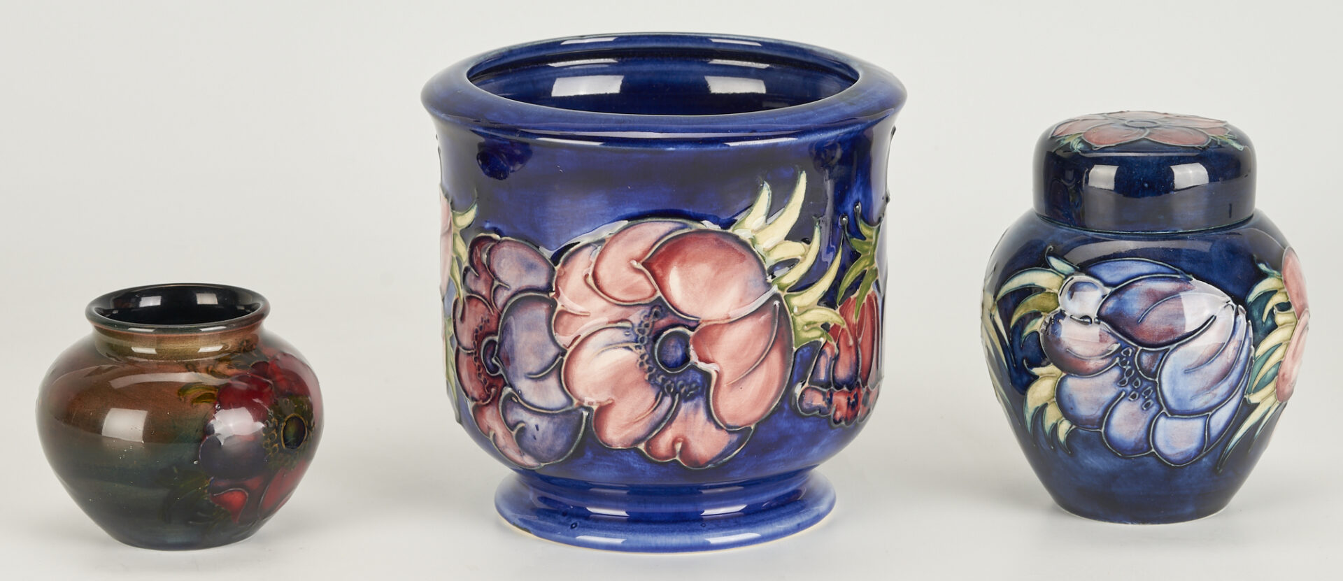 Lot 454: 6 Moorcroft Pottery Vases,  Anemone, Mini Flambe Big Poppy