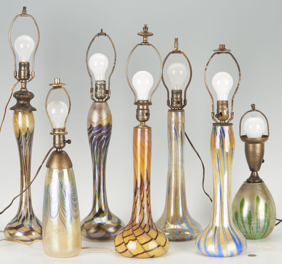Lot 460: 7 Studio Art Glass Lamp Bases