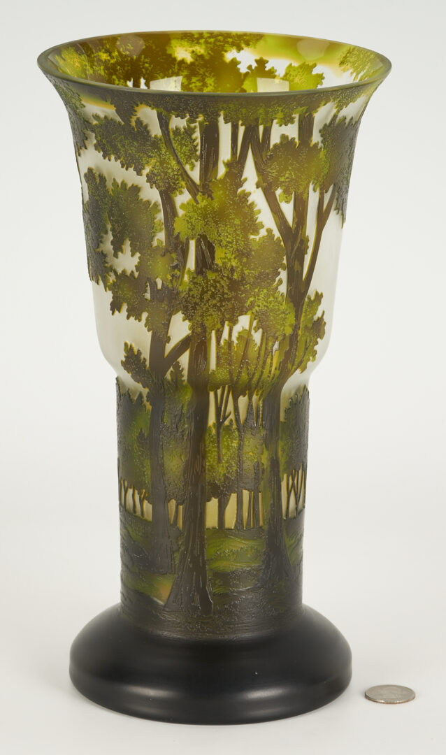 Lot 482: Two Contemporary Art Glass Vases, Bernard Katz and Galle style, ex – Naomi Judd