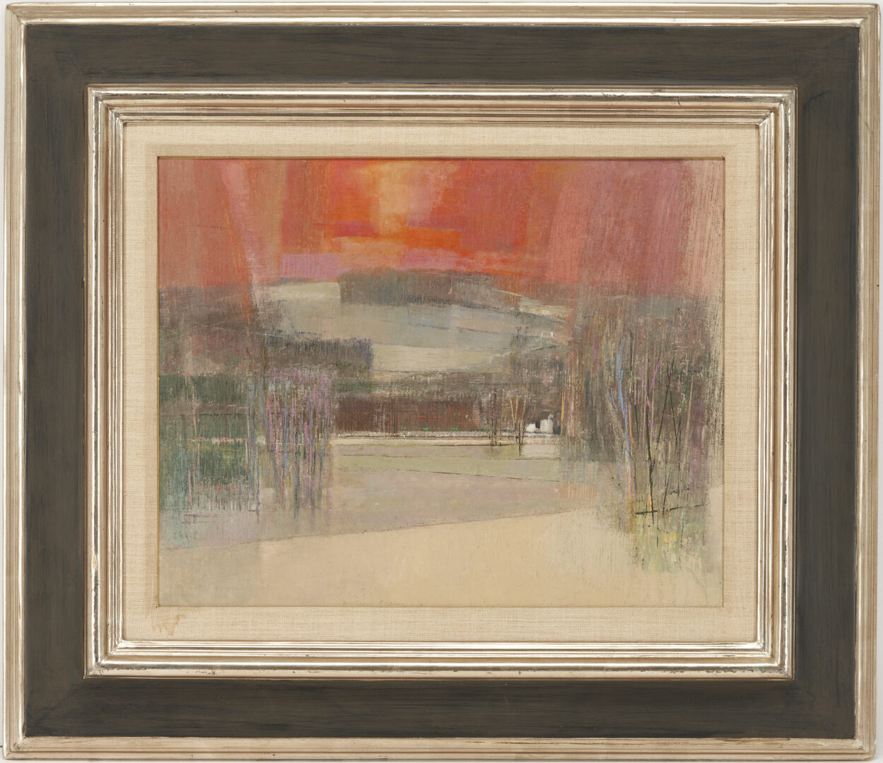 Lot 487: William Palmer Oil on Canvasboard, "Moods of Winter, Sunset"