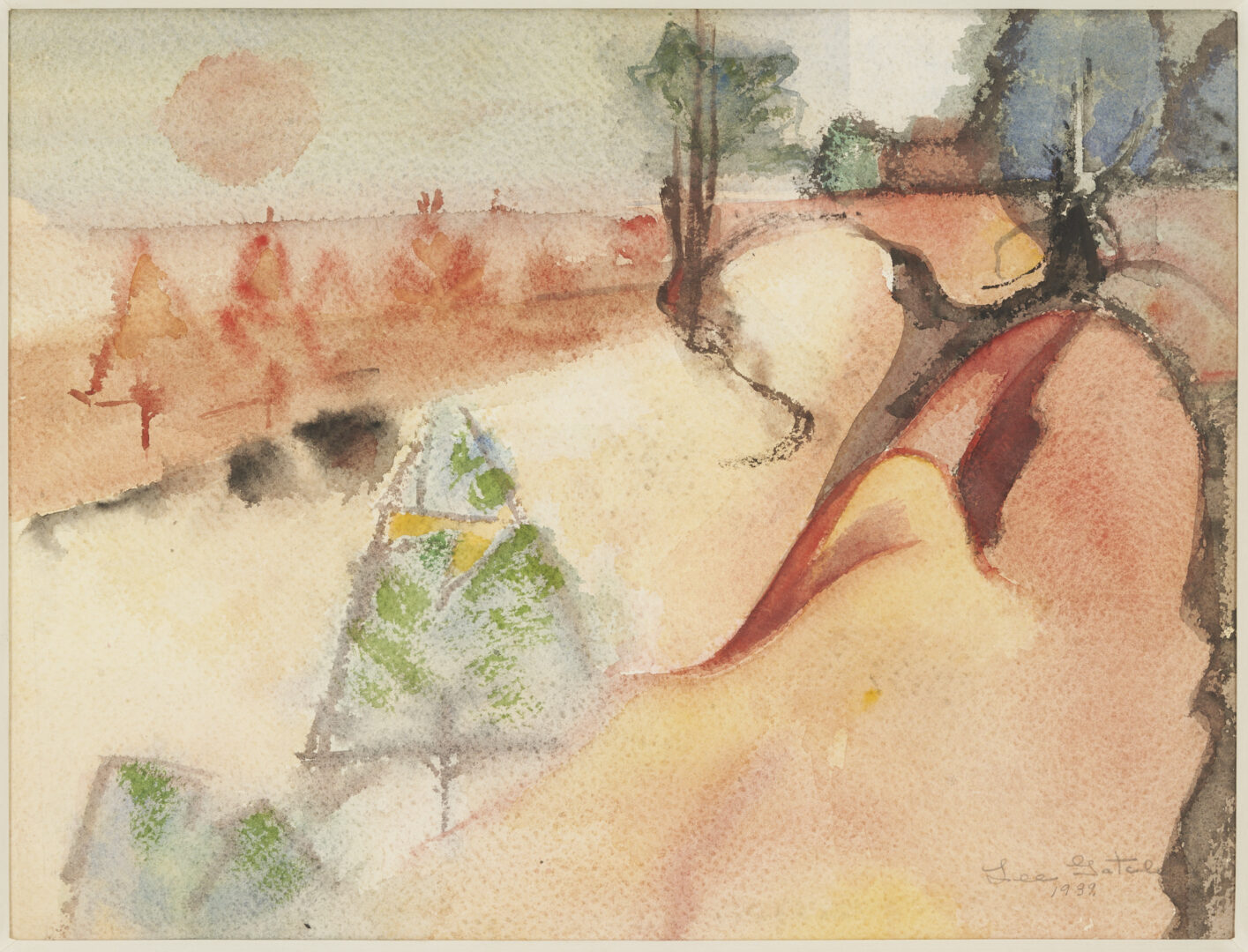 Lot 490: Lee Gatch W/C "The Passing Land," 1939, Exhibited