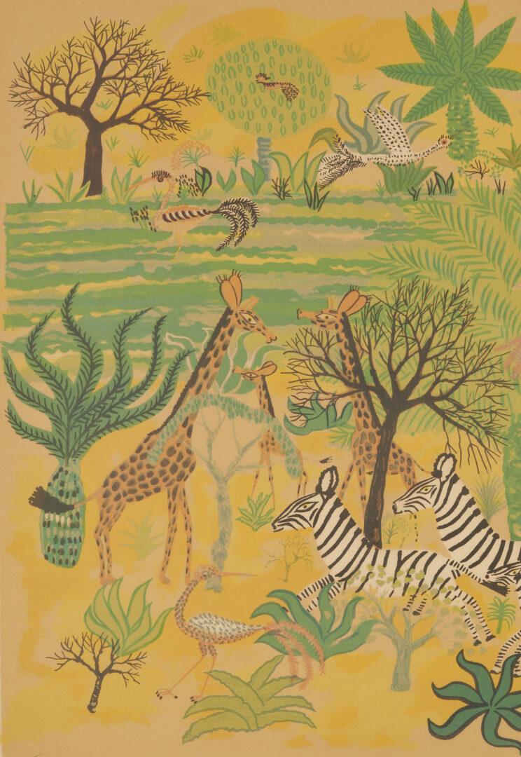 Lot 493: Henri Maik Large African Animal Lithograph, Signed