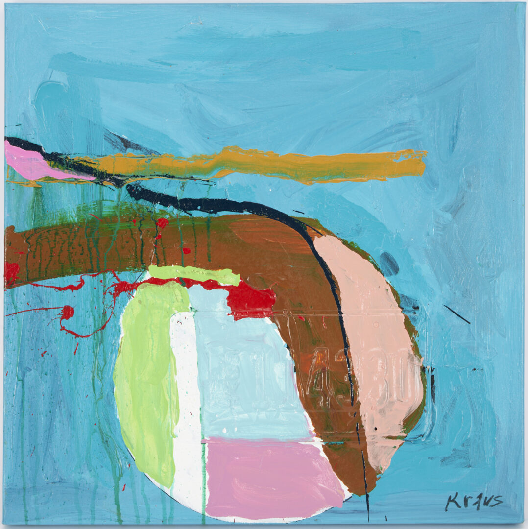 Lot 512: Pair of Harold Kraus abstract paintings, Circles