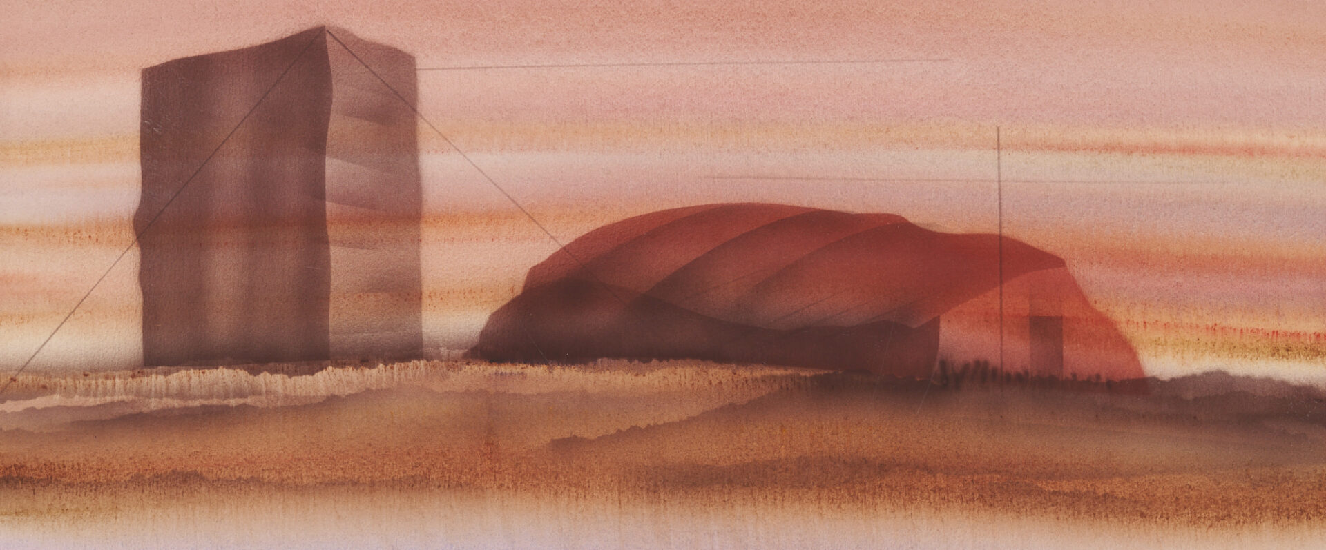 Lot 519: Pair of Richard Clarke Surrealist W/C Paintings, 1980
