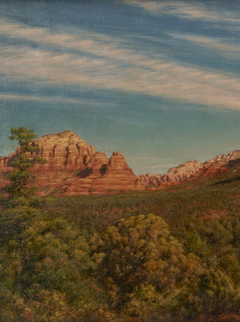 Lot 525: Tom Murray O/C, Photo Realism Western Landscape Painting, The Guardians