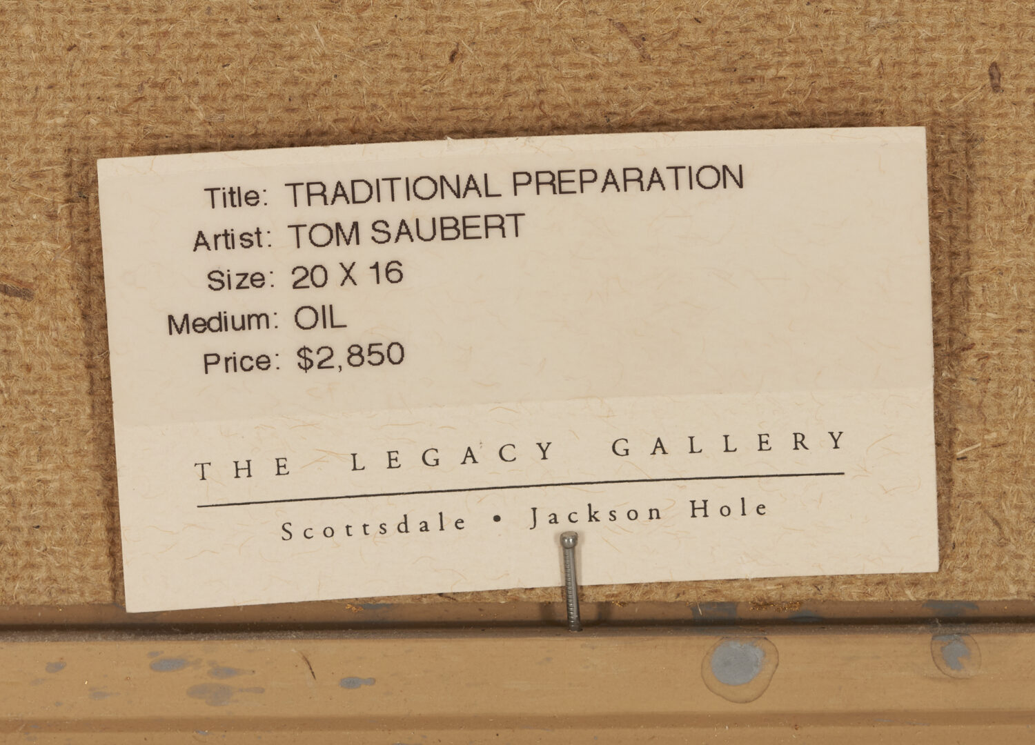 Lot 536: Thomas Saubert O/C Painting, Traditional Preperation