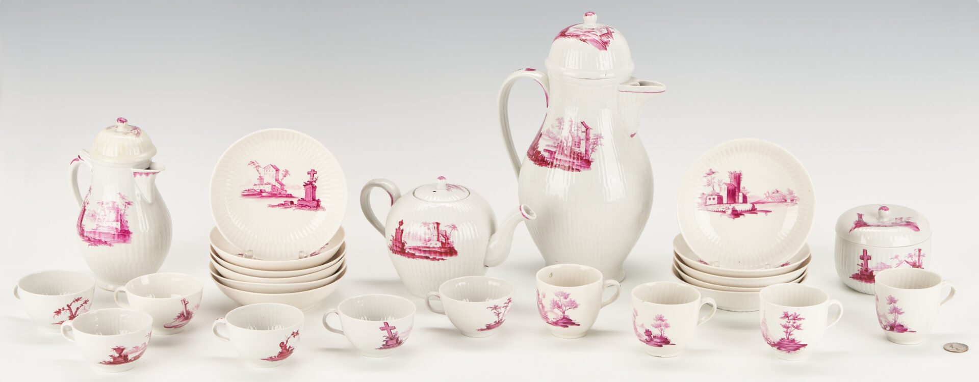 Lot 53: German Gotha Thuringia Porcelain Tea Service, 25 pcs.